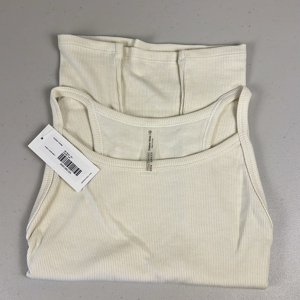 Outdoor Voices CozyRib Tank Milk Stone Off White High Neck Racerback XXL NEW - Picture 11 of 16